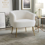 Breeins Modern Teddy Fleece Armchair With Adjustable Metal Legs