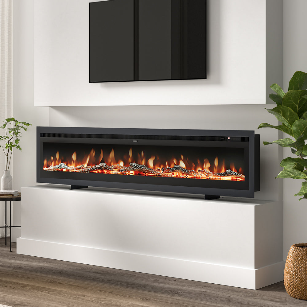80/100-inch Electric Fireplace Heater,900w/1800w With Remote Control And 12 Flame Colors | Large