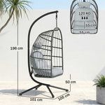 Hanging Egg Chair, Outdoor Swing Chair With Stand | Dark Grey