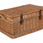 Rope Handled Green Tweed 6 Person Fitted Picnic Wicker Basket