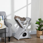 Plush Folding Cat Tree Play Rest Activity Tower W/ Scratching Post Grey