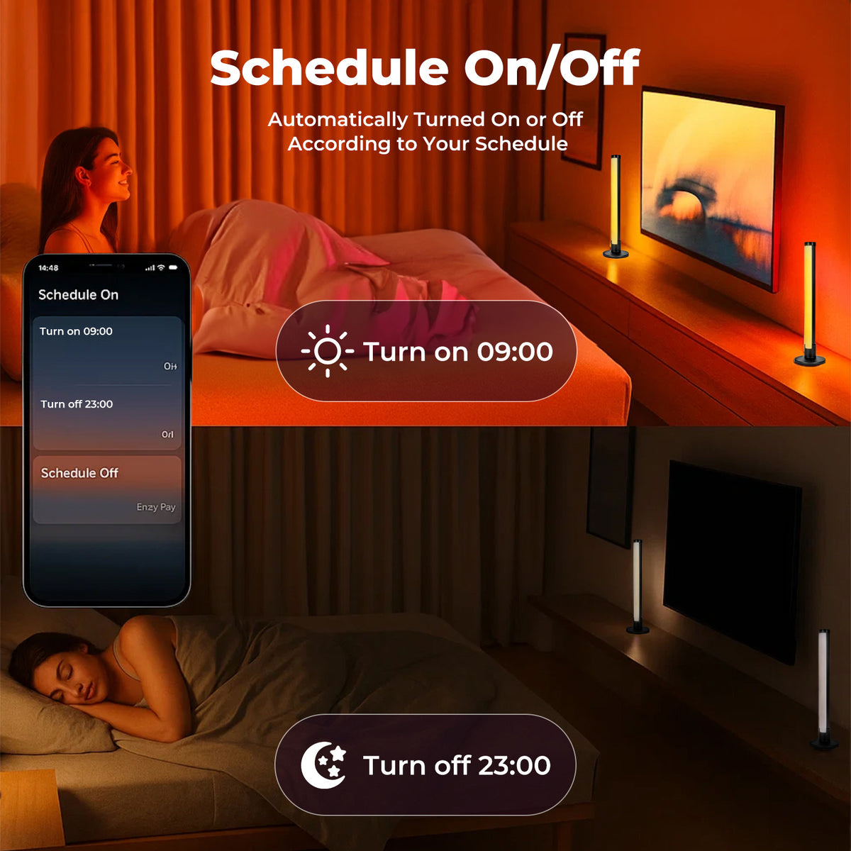 Emitto 2x Smart Rgb Led Light Bars Game Ambient Lamps Color Changing Music Timer