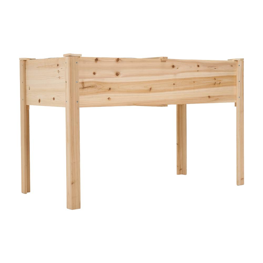 Raised Garden Bed With Optional Non-woven Liner, Fir Wood Elevated Planter Box With Drainage Holes | Natural