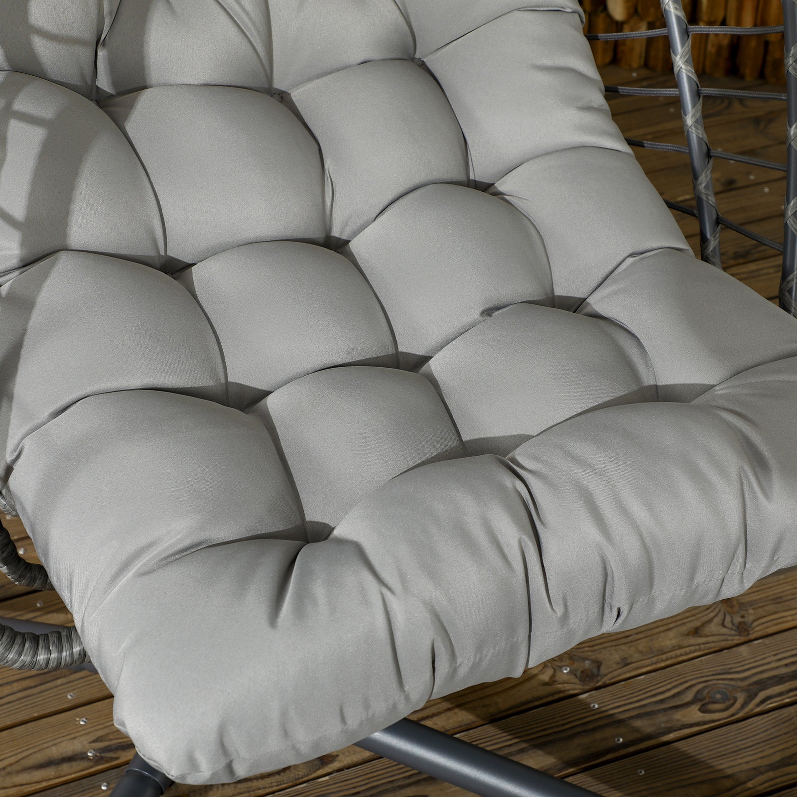 Pe Rattan Patio Hanging Egg Chair With Metal Stand, Headrest