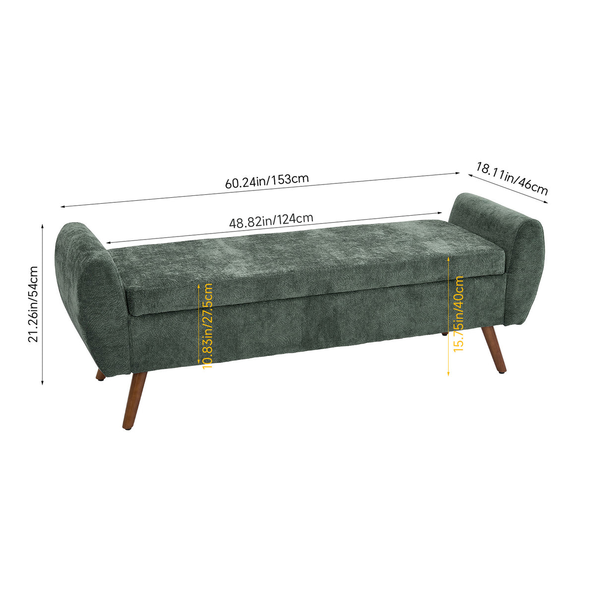 Modern Upholstered Storage Bench | Green