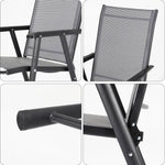 Foldable Chairs With Metal Frame & Fabric Seat – Set Of 2 Or 4 | Set of 2 | Black