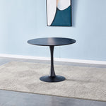 90cm Dia X 75cm Hmodern Round Wooden Table With Metallic Base | 0.9m | Black
