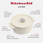 KitchenAid Cookware Cast Iron Casserole Dish With Lid, Non-stick Interior