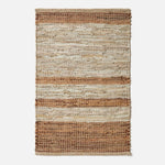 Recycled Leather Handwoven Stripe Rug | 60cm x 80cm | Brown