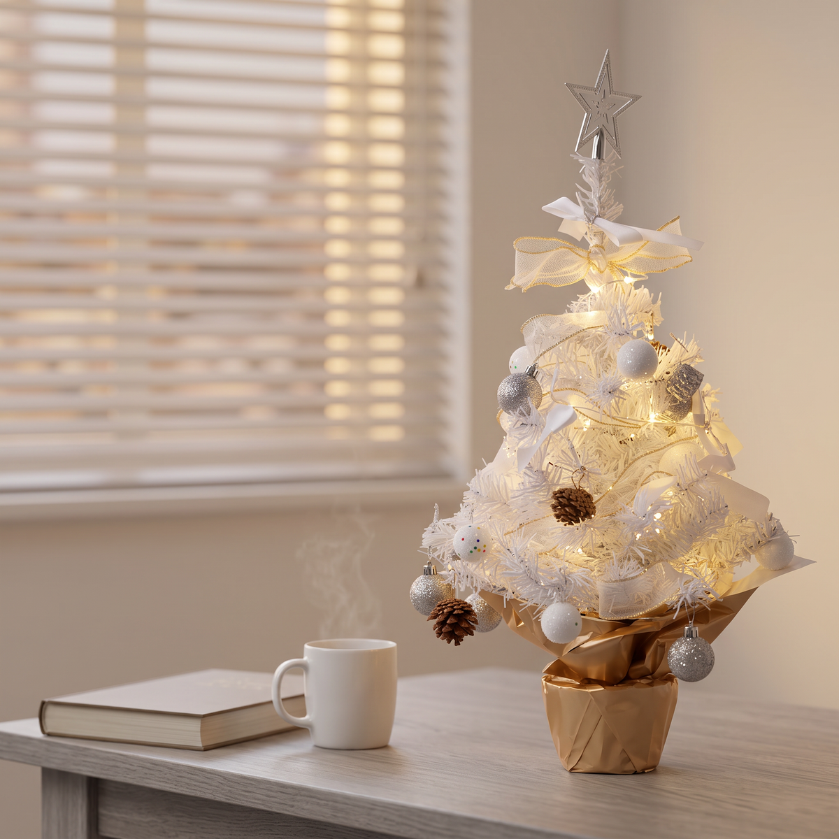22in Pre-lit Snow-flocked Artificial Mini Artificial Christmas Tree