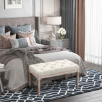End Of Bed Bench, Tufted Upholstered Foot Stool | Medium | Cream