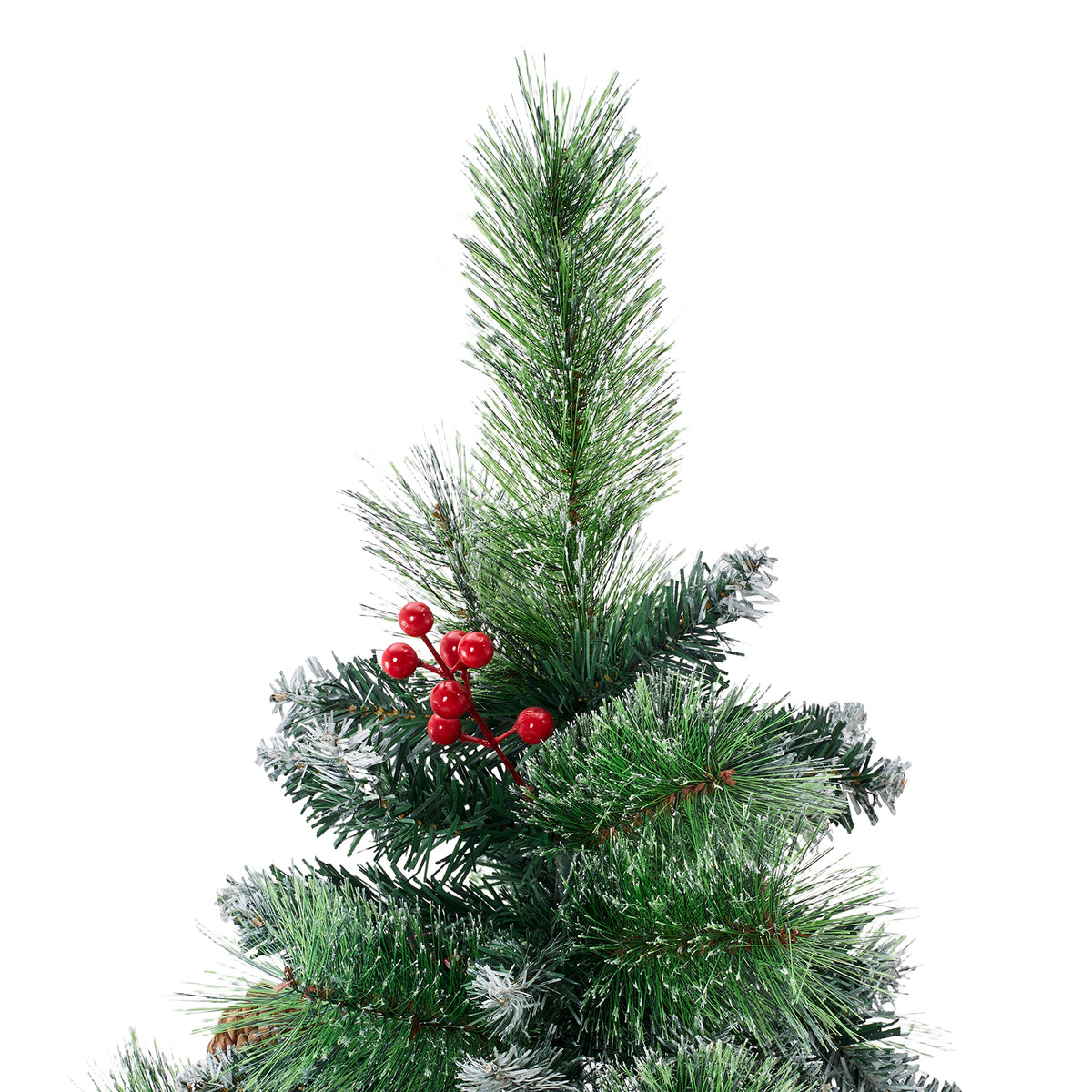 Breeins 180cm Snow-dusted Artificial Christmas Tree With Pinecones & Red Berries