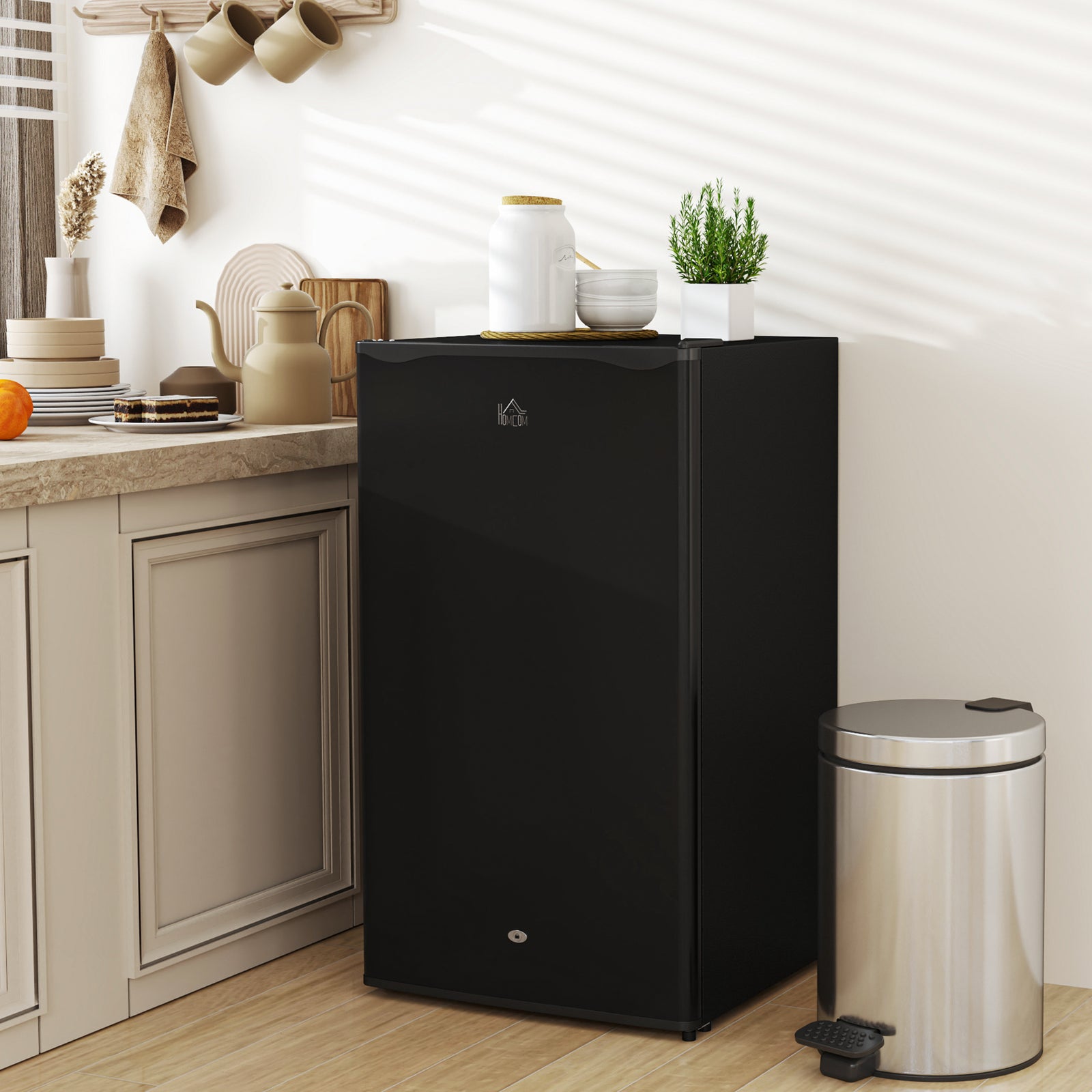 91l Freestanding Under Counter Fridge Silver With Lock | One Size | Black