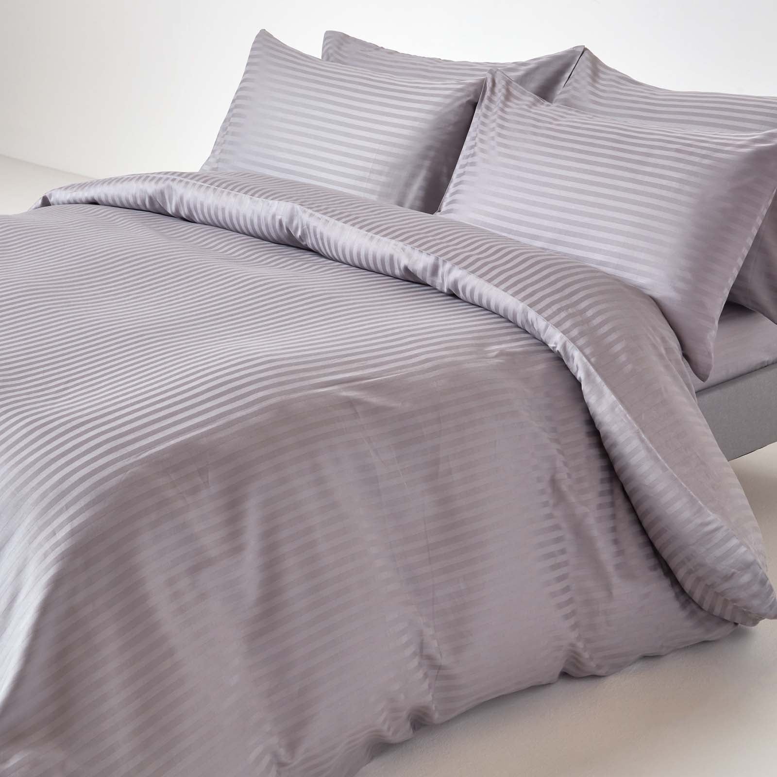 Egyptian Cotton Satin Stripe Fitted Sheet 330 Tc | Super King | Grey