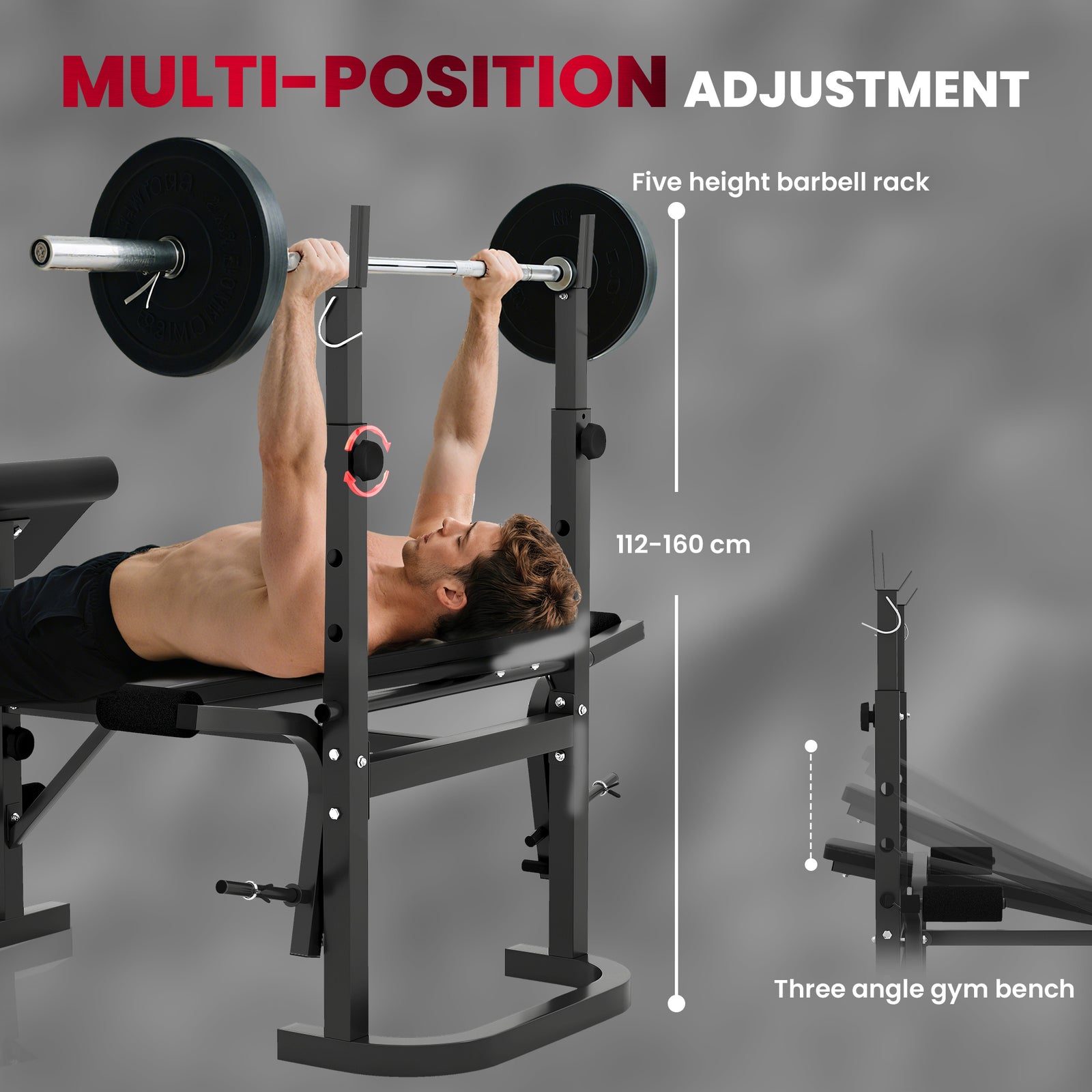 Multi-exercise Incline Or Flat Weight Bench W/ Bench Rack