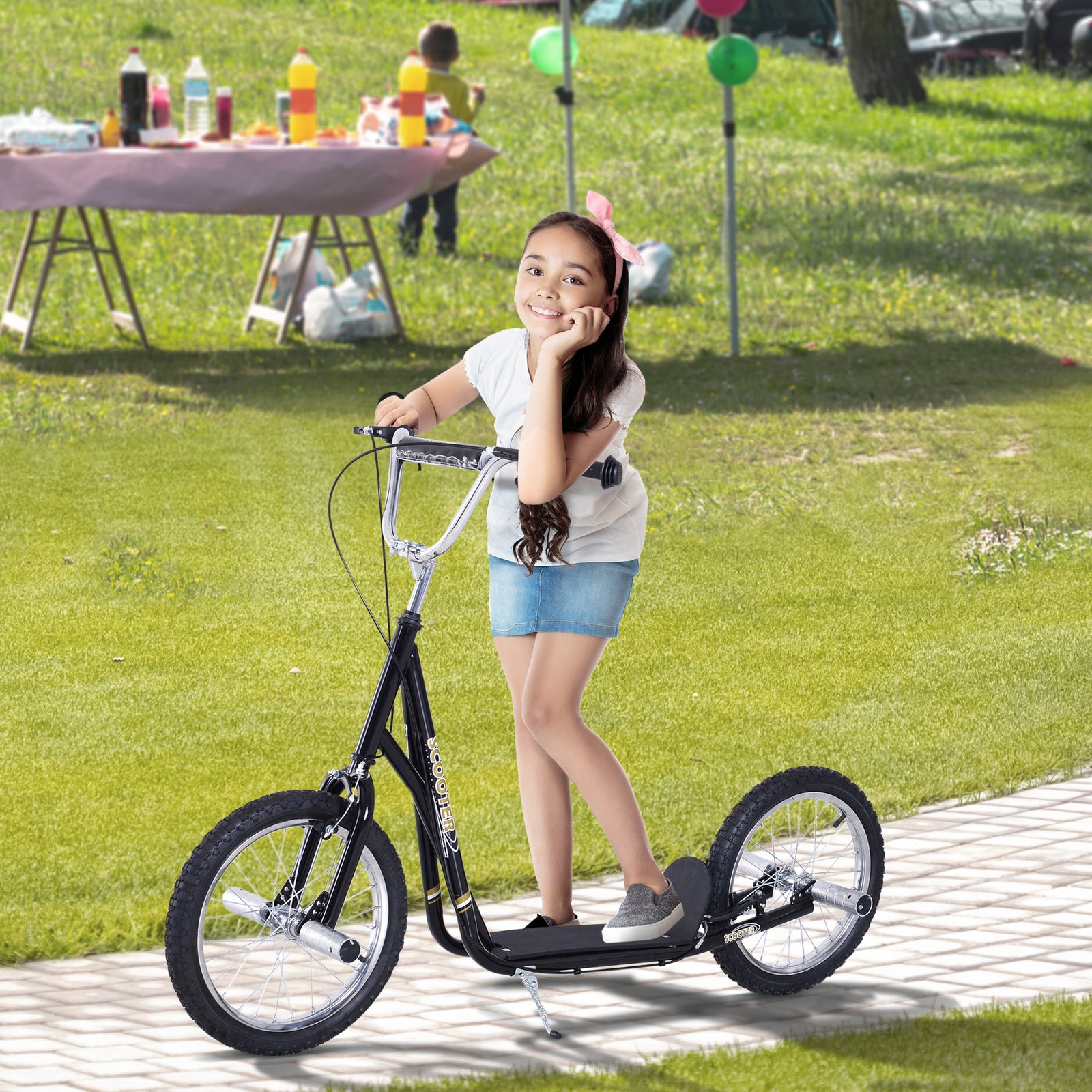Teen Scooter Children Stunt Scooter W/ 16" Tyres Adjustable Height | Black