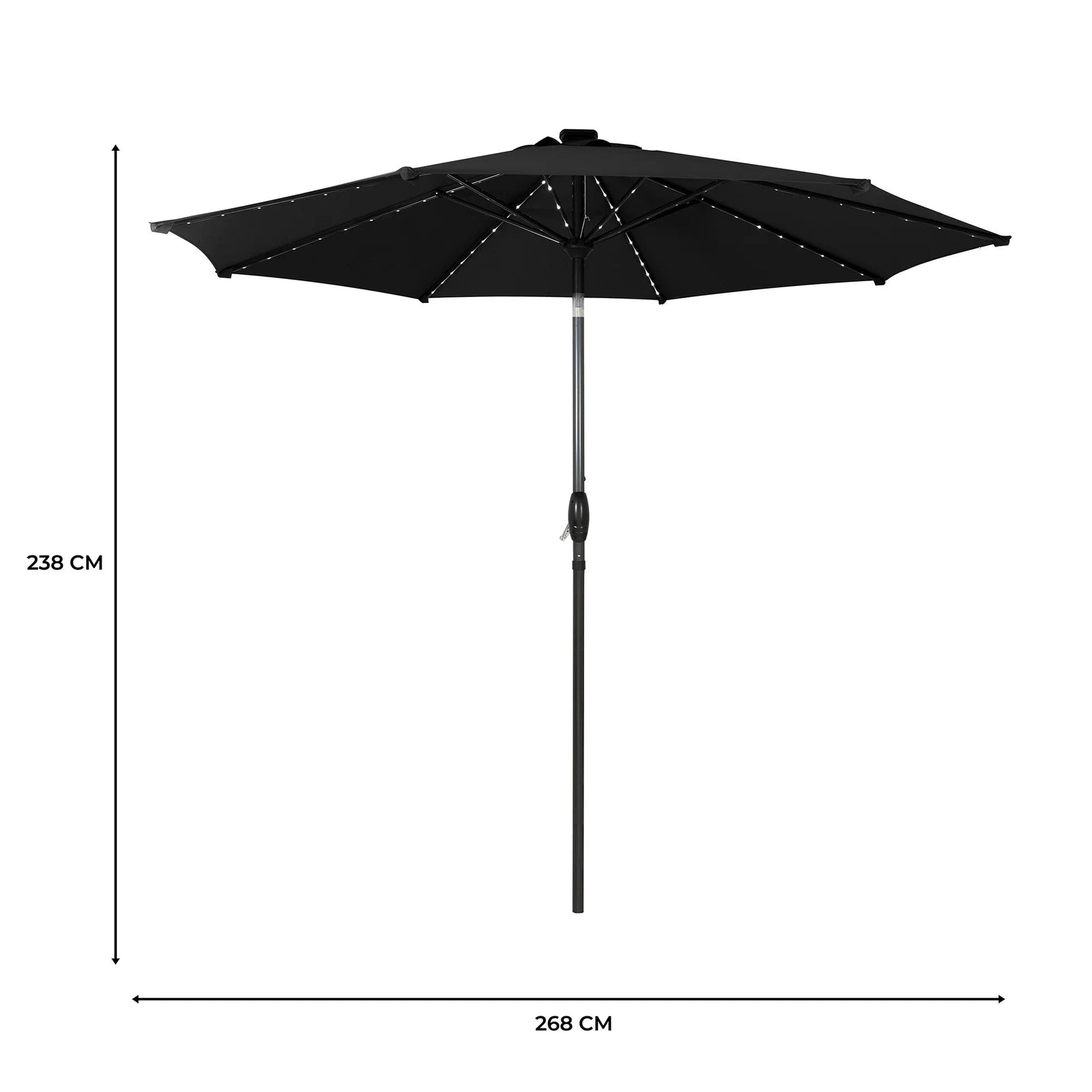Led Tilt Parasol 2.7m | Black