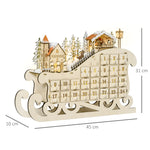 Christmas Advent Calendar Light Up Sleigh W/ Countdown Drawer, Village