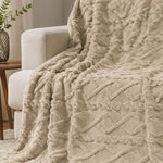 Textured Cable Throw Blanket – Soft Cosy Decorative Throw 150 X 200cm | 150cm x 200cm | Taupe