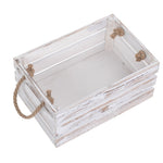 Distressed White Rope Handled Wooden Crate | Small | White