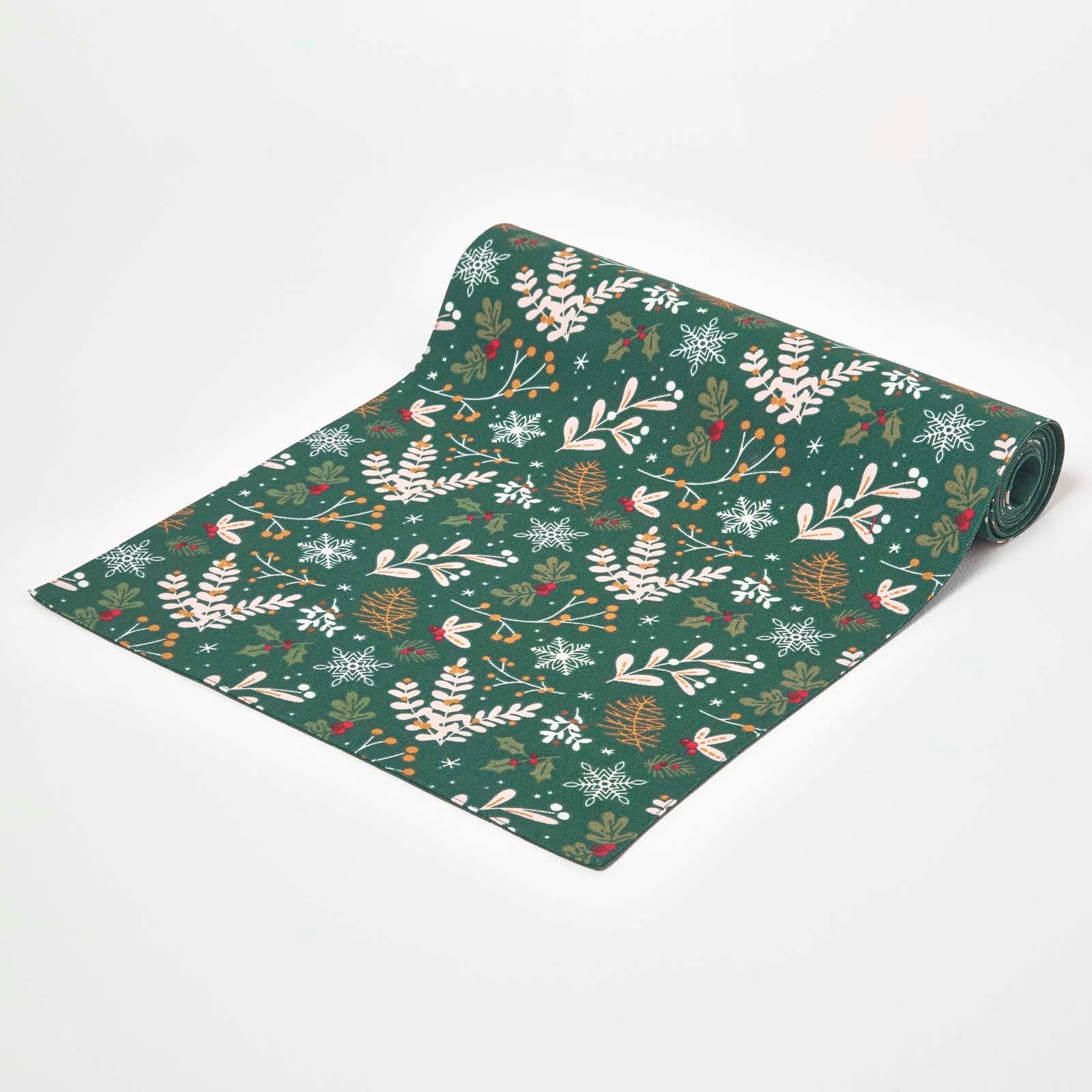 Festive Forest Green Christmas Table Runner | 35cm x 250cm | Green