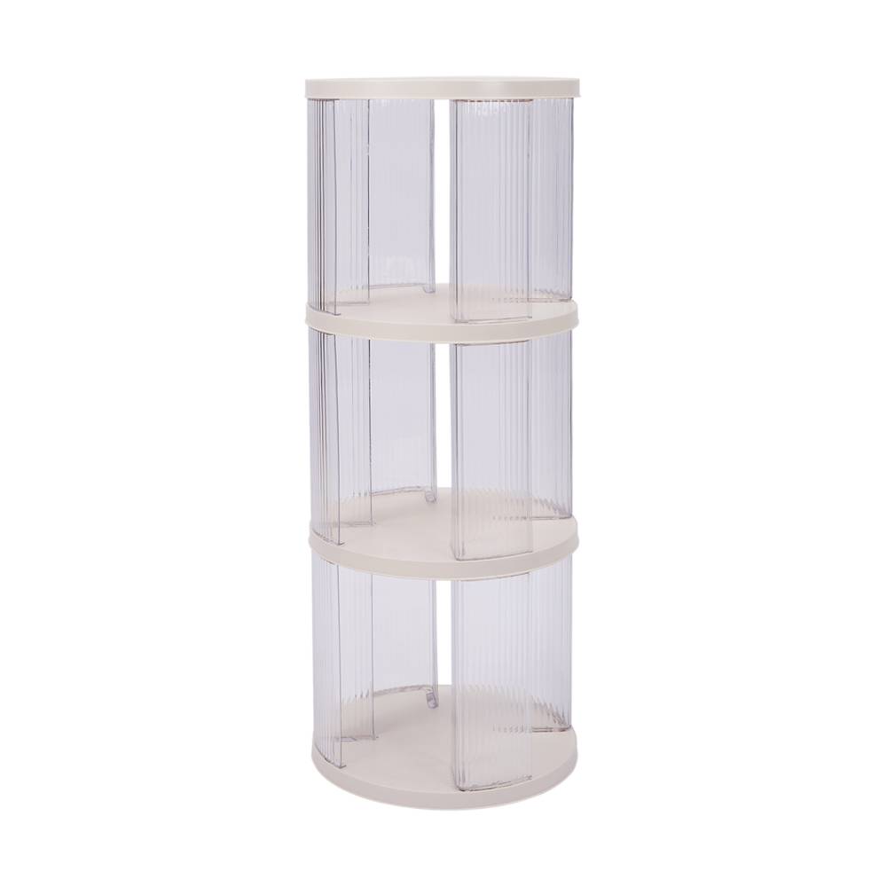 3-tier Plastic Round Rotating Bookshelf