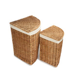 White Cotton Lined Light Steamed Corner Laundry Baskets | Set-of-2 | White