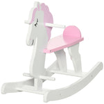 Kids Ride-on Toy Rocking Horse W/ Handlebar, Foot Pedal - Pink