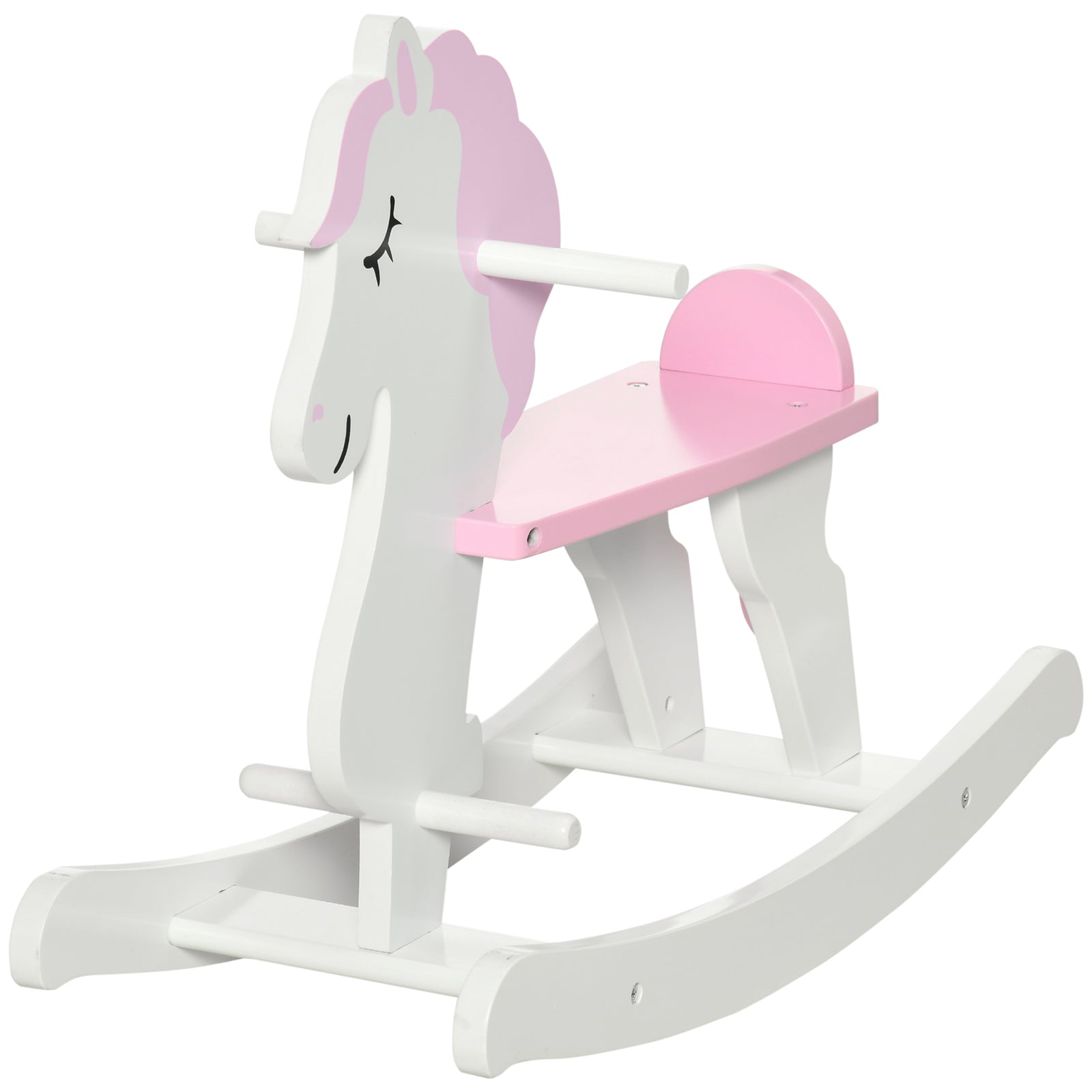 Kids Ride-on Toy Rocking Horse W/ Handlebar, Foot Pedal - Pink