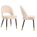 Set Of 2 Dining Chairs Velvet Set Padded Seat Kitchen Chair Home Office | Cream