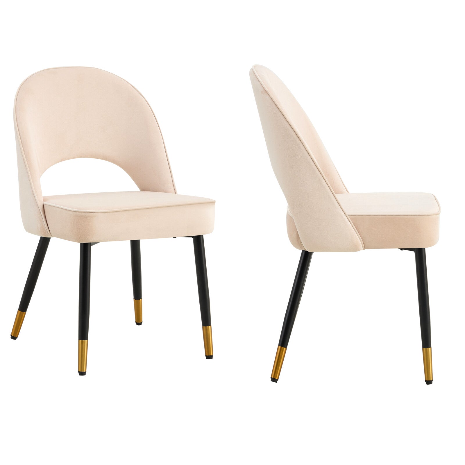 Set Of 2 Dining Chairs Velvet Set Padded Seat Kitchen Chair Home Office | Cream