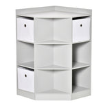 Kids Storage Cabinet Corner Organizer With Anti-tipping Hardware Drawer | Gray