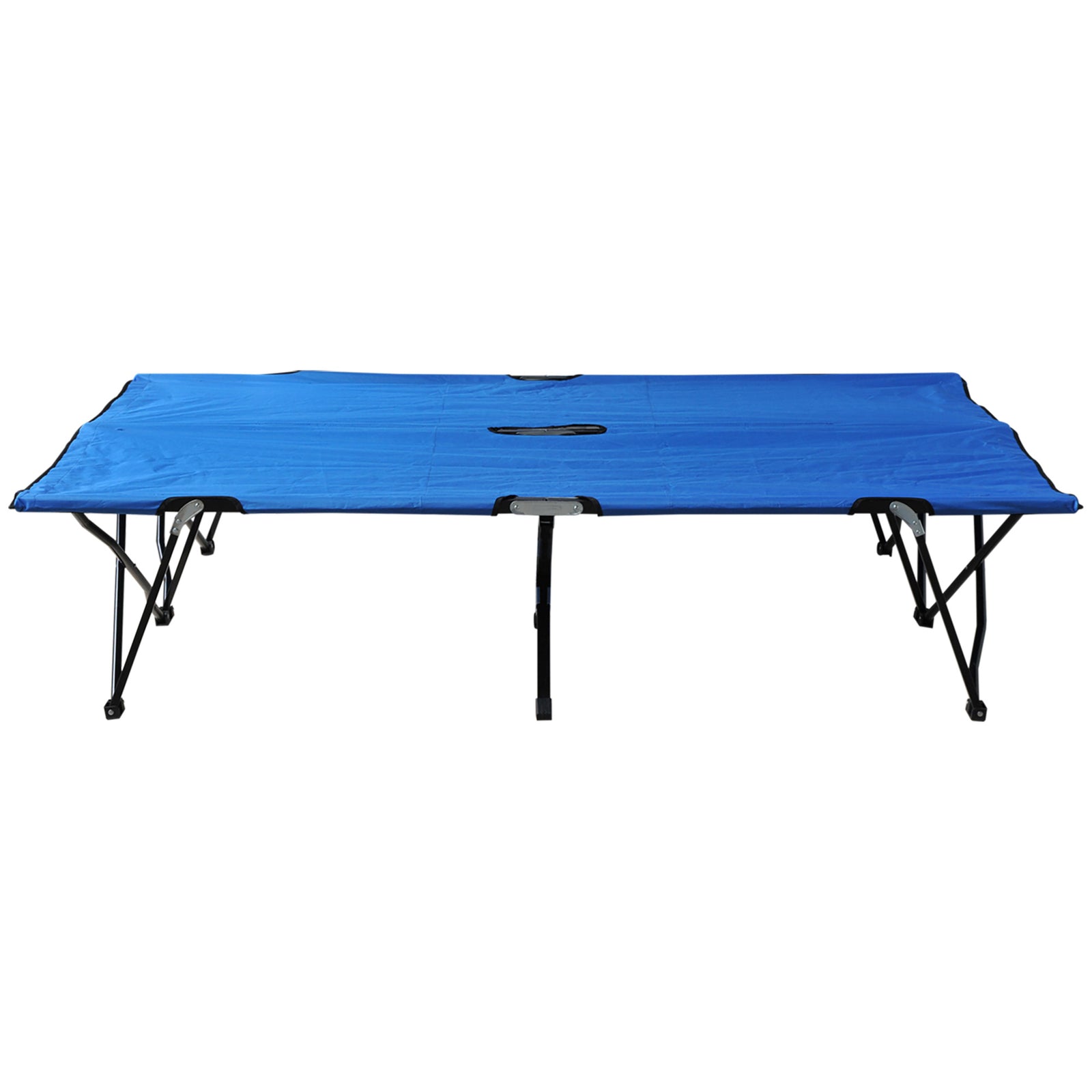 Double Camping Folding Cot Outdoor Portable Sleeping Bed | Blue