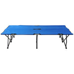 Double Camping Folding Cot Outdoor Portable Sleeping Bed | Blue