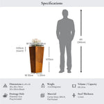 Corten Steel Tall Tapered Square Planter | 70cm | Brown