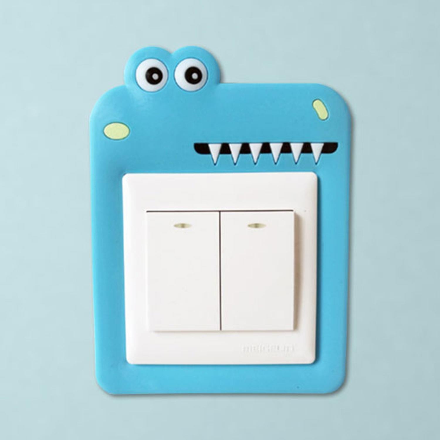 Novelty Electrical Outlet Waterproof Switch Cover Sticker, Blue Shark