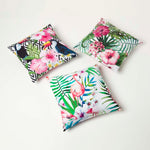 Luxury Outdoor Cushions 2 Set, Waterproof, Soft-touch, Tropical Toucan, For Garden And Indoor