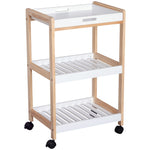 Mobile Trolley With Pine Wood, 3 Tier