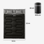 Double Sleeping Bag With 2 Pillows, 220 X 160cm Sleeping Bag | Black