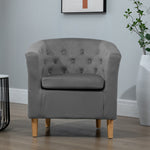 Clio 68cm Wide Velvet Fabric Studded Back Accent Chair With Dark And Light Wooden Legs | Gray