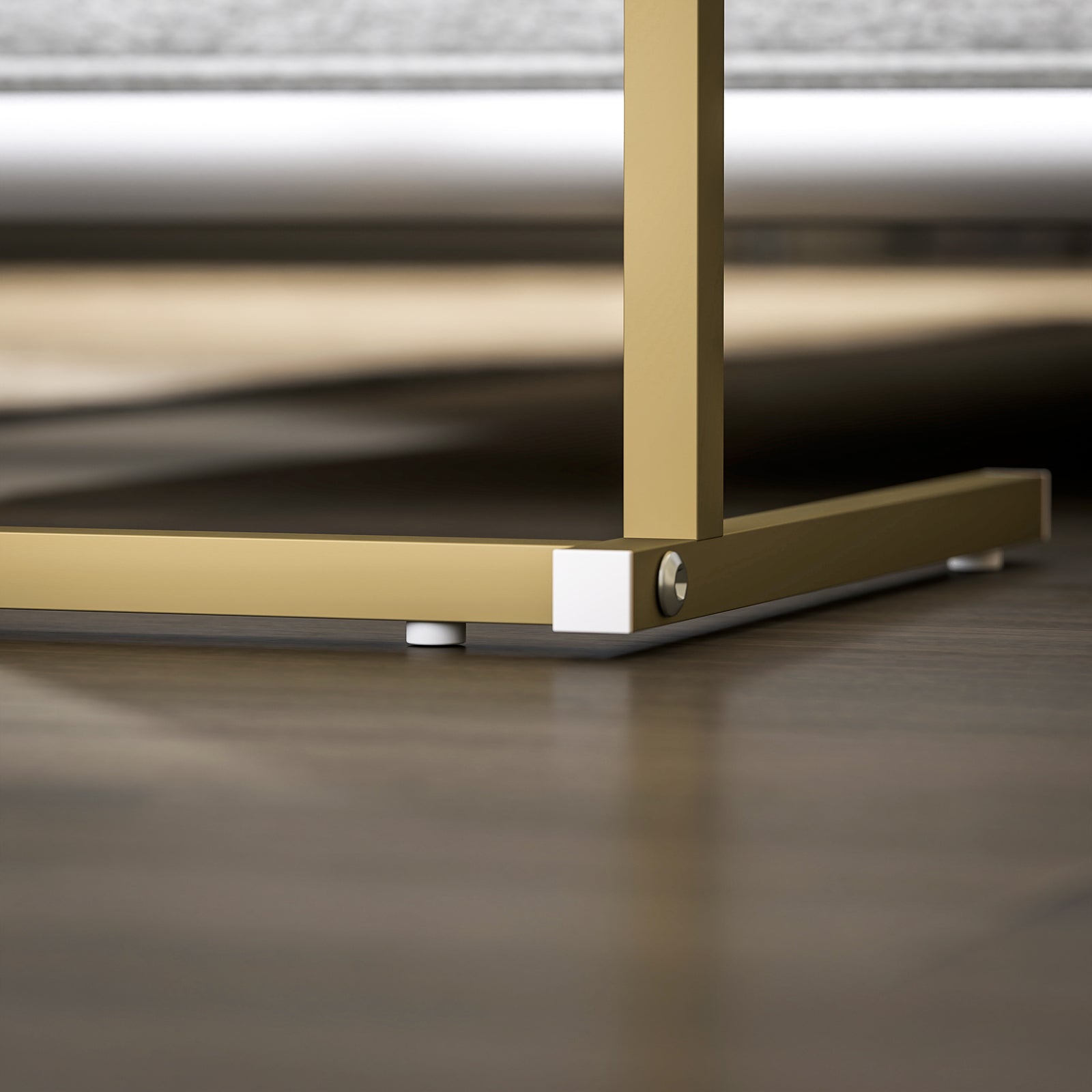 HOMCOM C-shaped Side Table With Charging Station, Modern Bedside Table