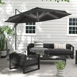 3m Solar Led Cantilever Parasol W/ Base | Dark Gray