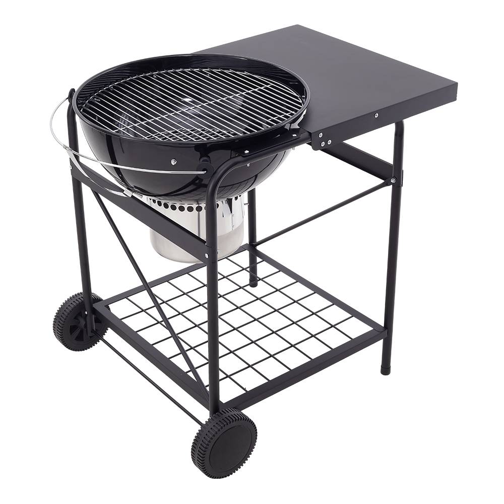 Round Charcoal BBQ Grill with Lid, Carbon Steel Outdoor Barbecue