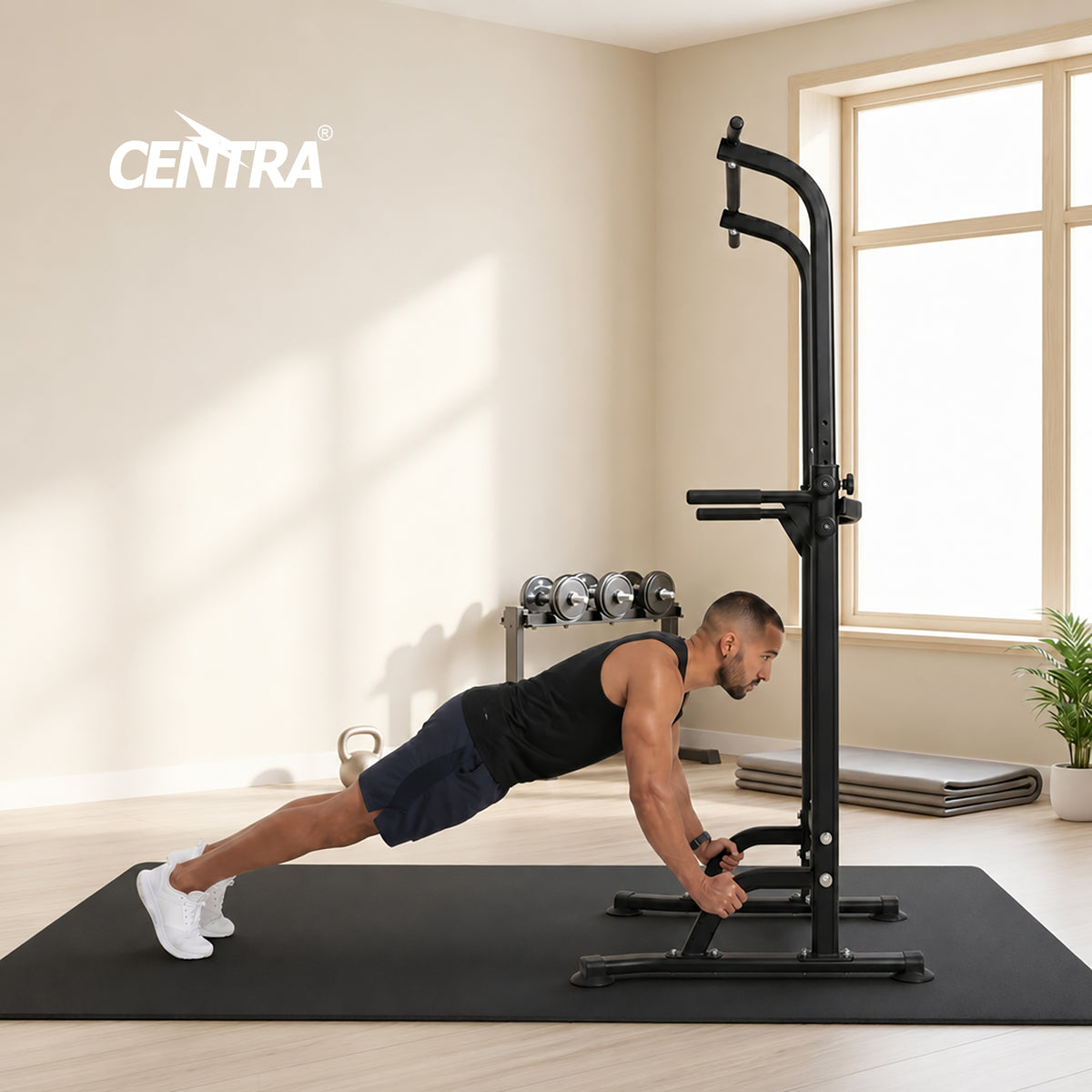 Centra Pull Up Station 9-height Adjustable 150kg Carbon Steel Black