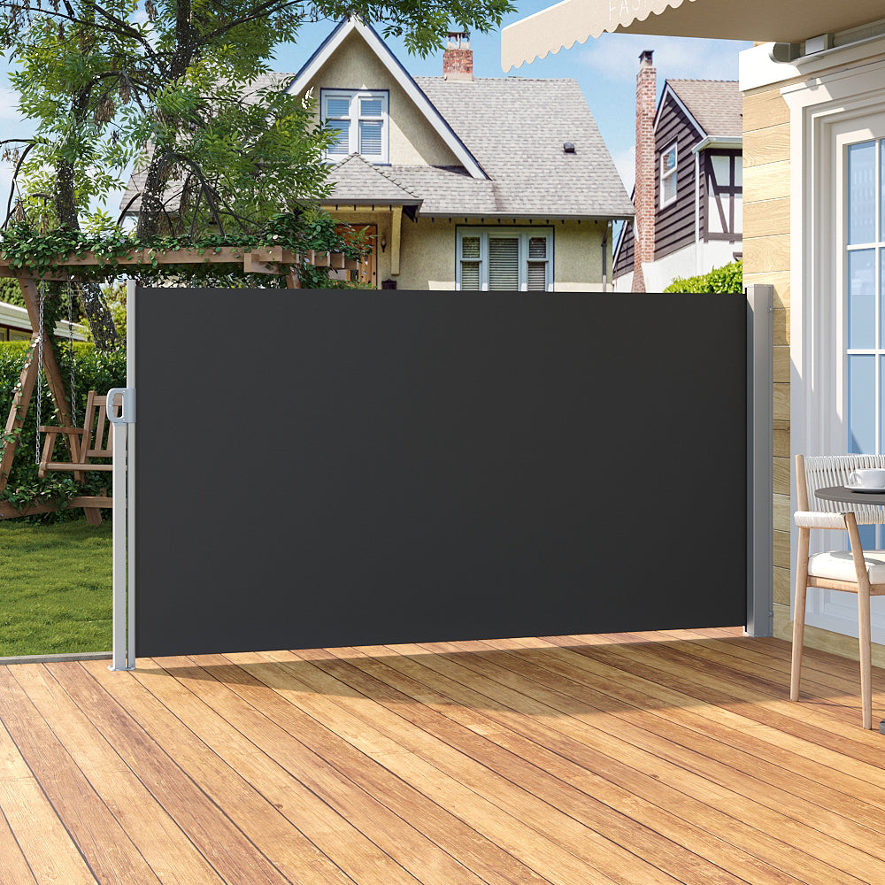 Outdoor Retractable Privacy Side Awning | Small | Black