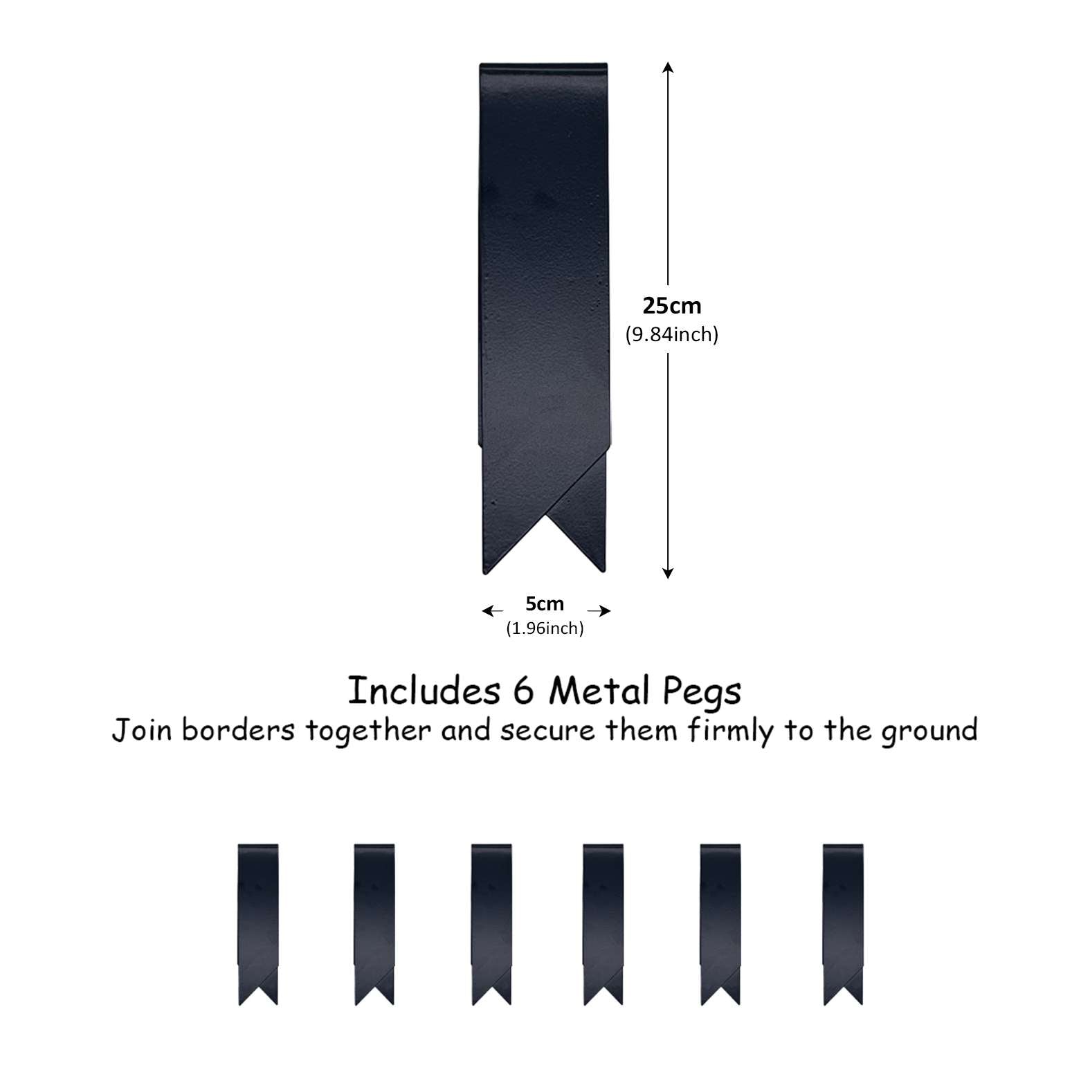 Metal Garden Border Edging 1m Panels – 20cm High, Set Of 5 With Pegs | Anthracite Grey