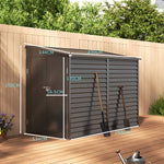 Zinc Steel Lean-To Garden Shed 4.7 × 8.86 ft, Sloped Roof Outdoor Storage Shed with Built-in Hooks, Space-Saving Design