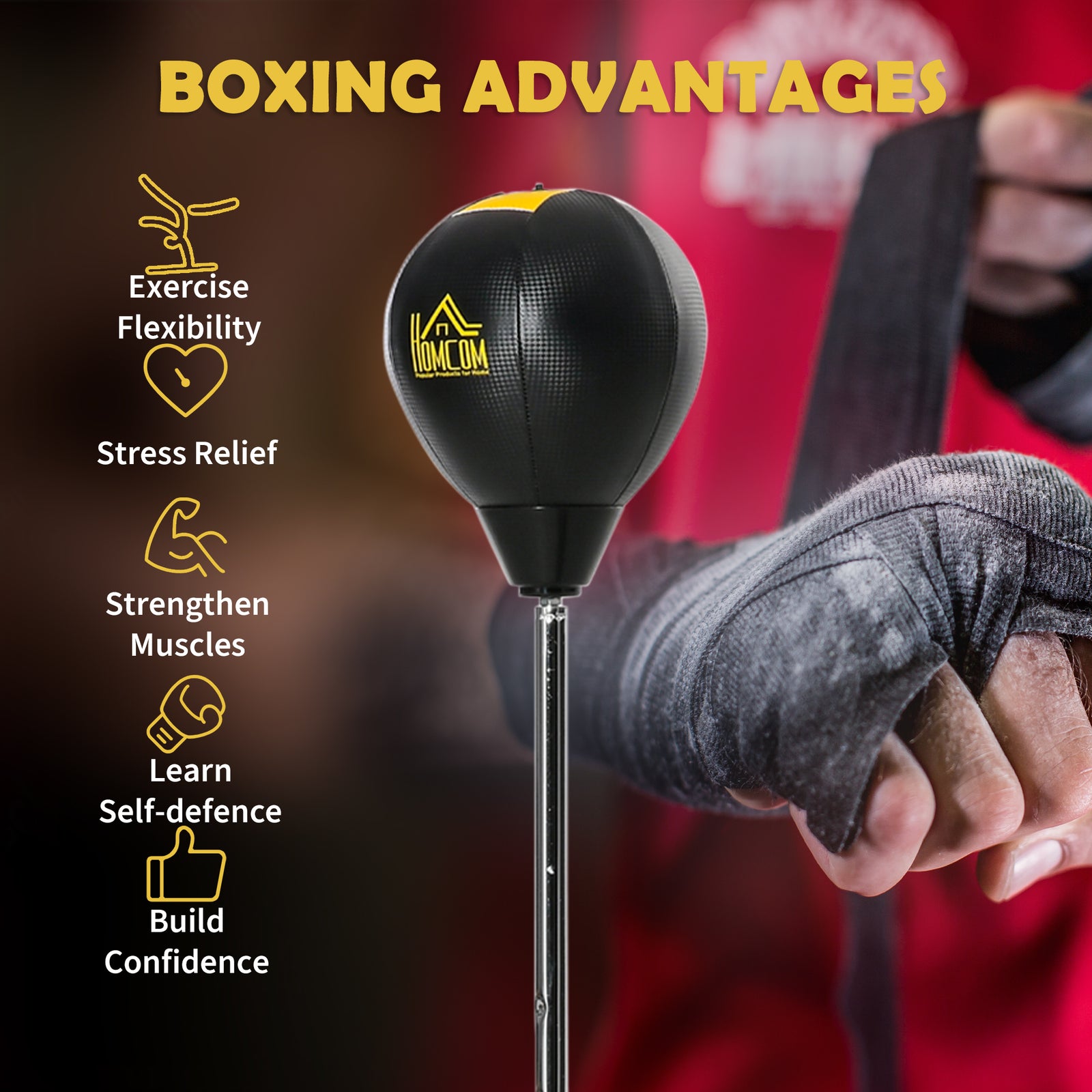 Punching Bag Set With Stand And 4-level Adjustable Height | Black