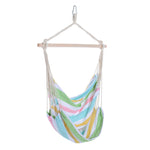 Portable Hanging Chair With Cotton Rope Wooden Support Bar | Green