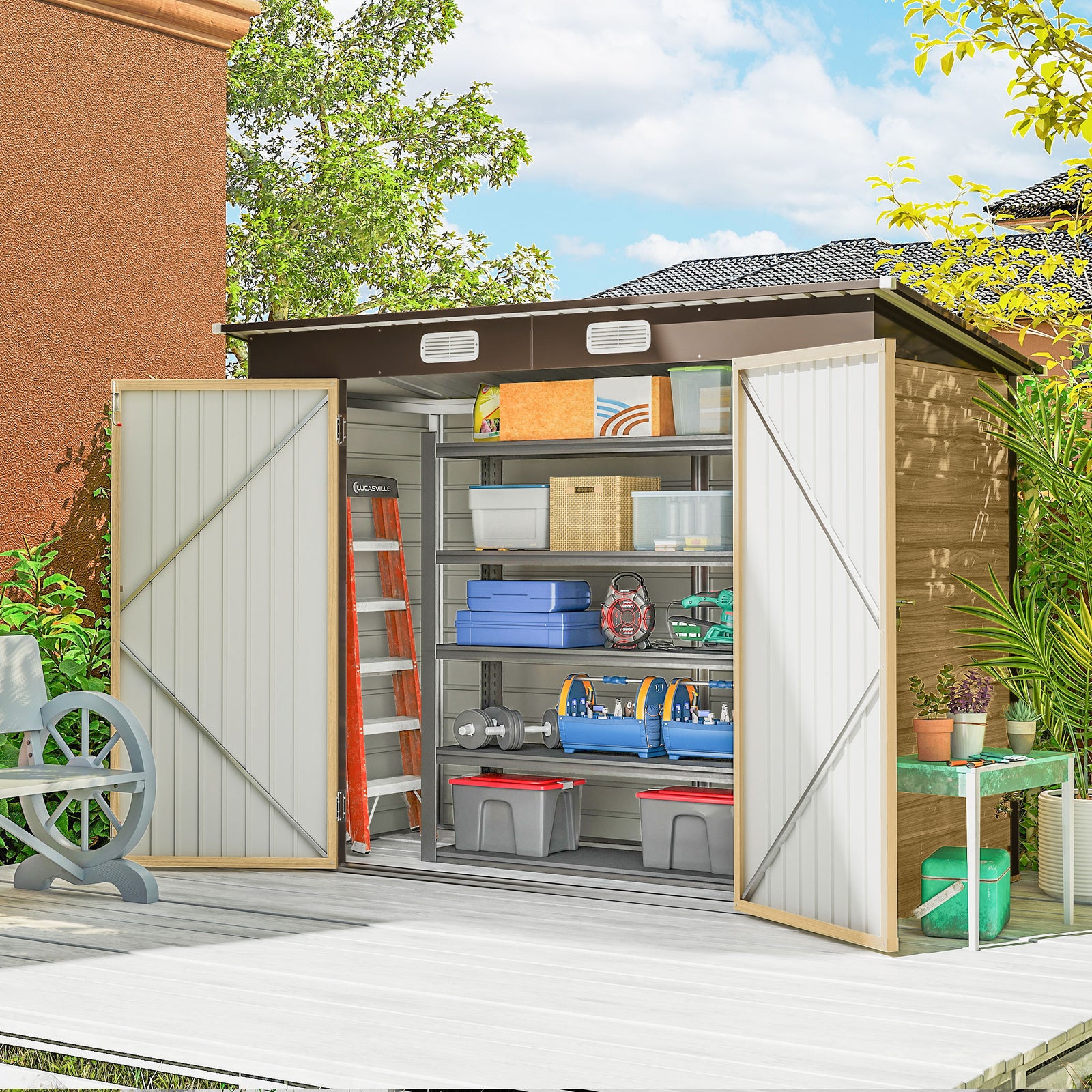 8 X 4ft Metal Garden Storage Shed With Double Doors